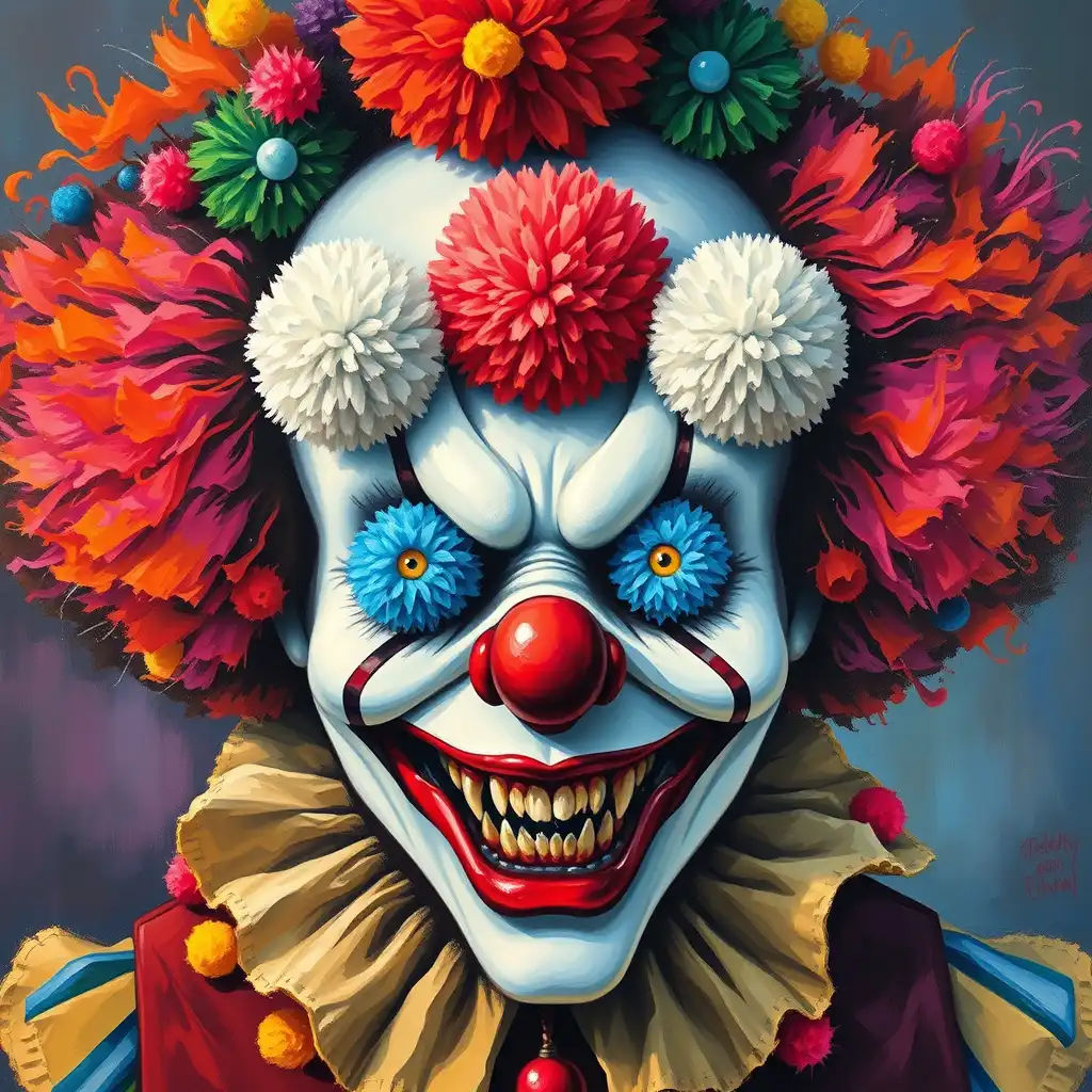 Dark clown loves pom-pom