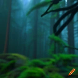 Immerse in a vibrant biomechanical Lush Biopunk forest via close-up, front-facing photo. Female cyborgs coexist with animals, blurring natur...