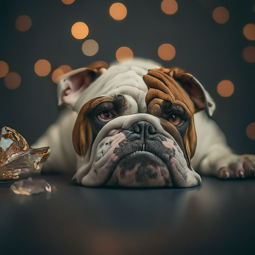 Elegant Bulldog Composition ,

[

harmonizing with the enchantment of crystal clusters

],

Professional photography, bokeh, natural lightin...