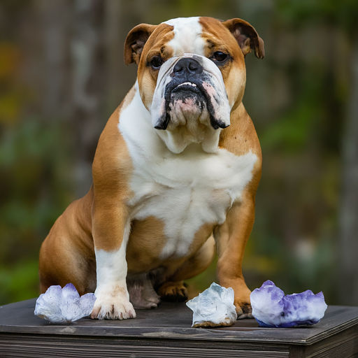 Elegant Bulldog Composition ,

[

harmonizing with the enchantment of crystal clusters

],

Professional photography, bokeh, natural lightin...