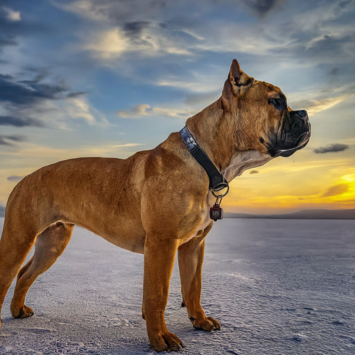 Elegant Bulldog Composition ,

[

with the sunset's luminance dancing upon the saltwater mountain lake

],

Professional photography, bokeh,...
