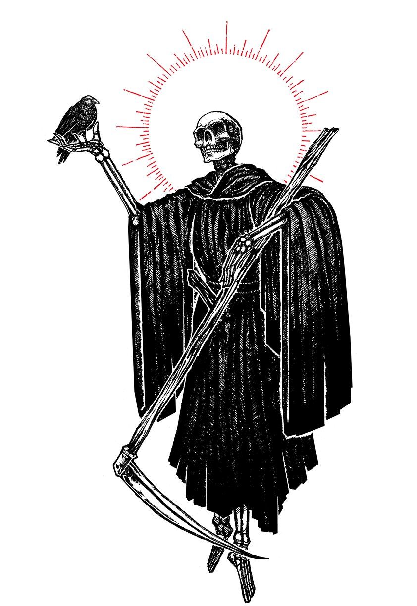 <lora:peter mohrbacher:1.0> angel of Death with A flaming sword. negative black & white & Red Speedpaint with large brush strokes by , Junji...