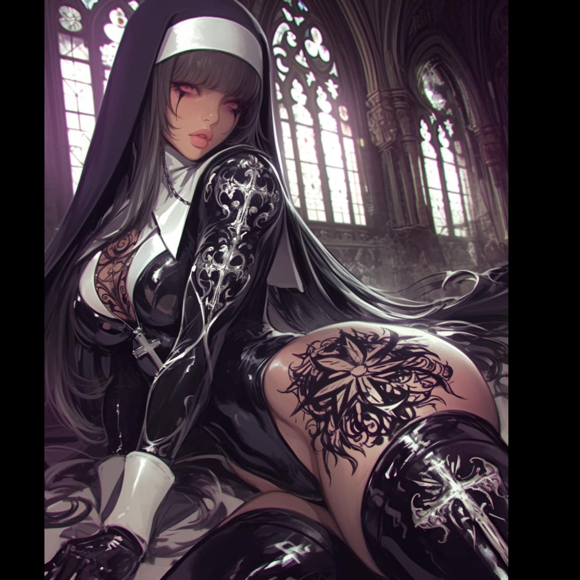 Stain,glass,nun