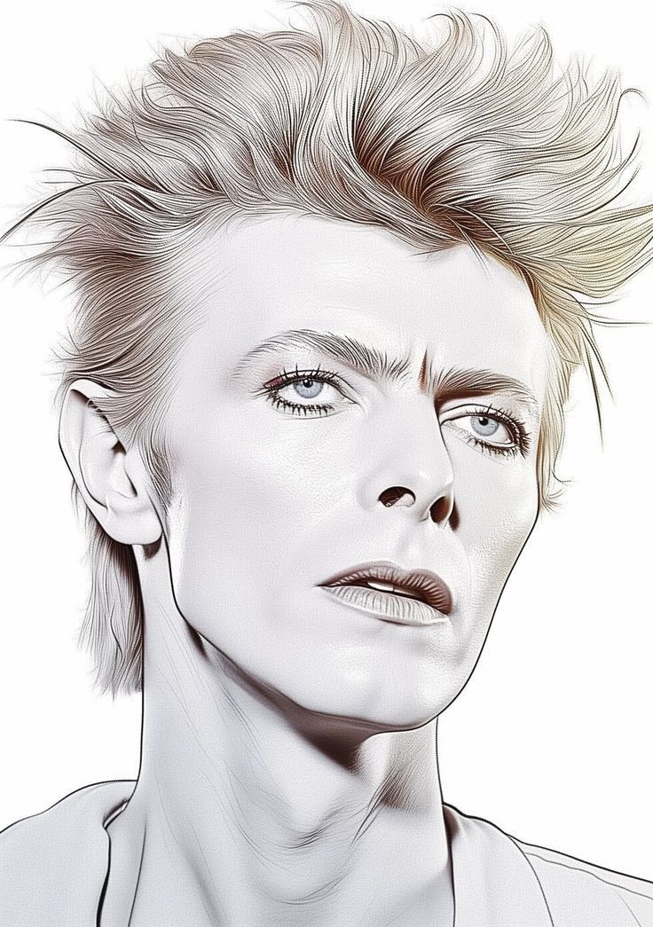 David Bowie Modern 64k hyperdetailed watercolour gone crazy