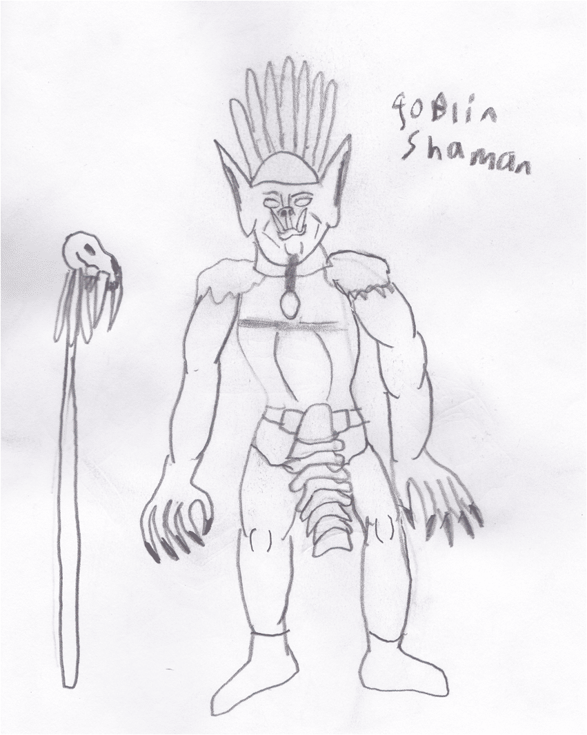Goblin Shaman lotr feathers in hair staff