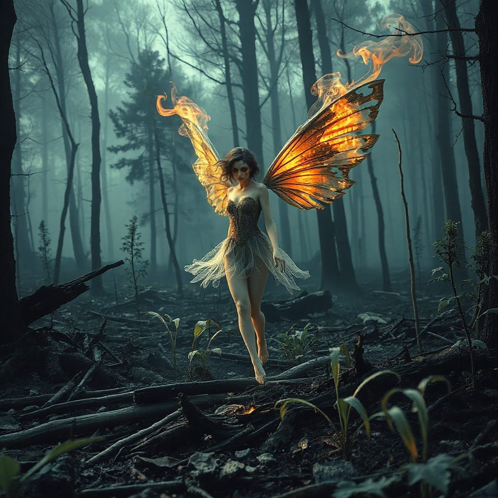 she is flapping her wings and flies away.