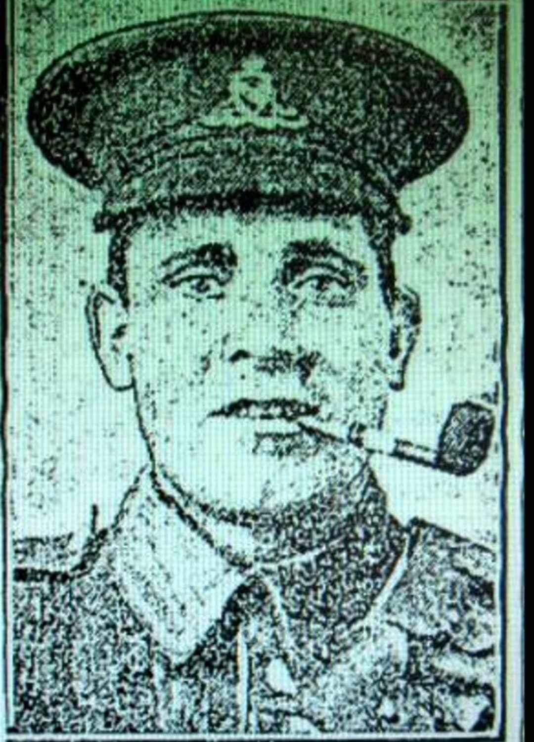 Hyper realistic portrait photo of a soldier from the First World War with a pipe. 