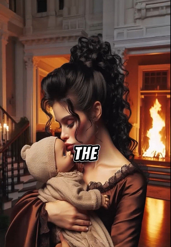 a woman hold a baby in a fire room,  sad,cry she  kiss the baby  oil painting by James Gurney, 3d, disney style ,head and shoulders portrait...