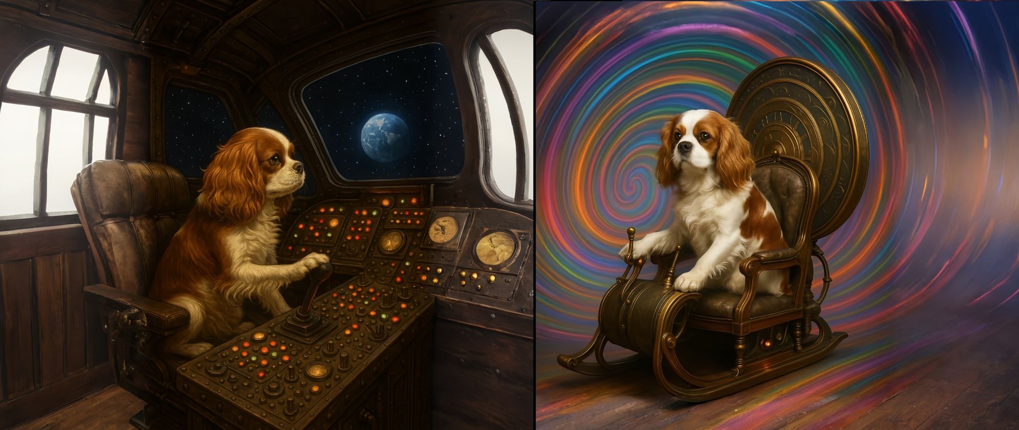 Canine Pilots Spaceship & HG Wells-Inspired Time Machine