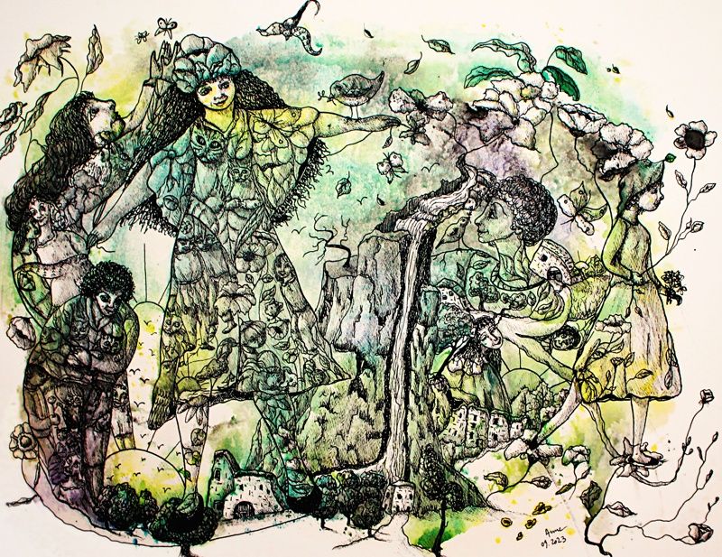 Sous la lune le silence.puis la nuit. Et là bas,sur la branche,un oiseau qui vole vers l'oubli