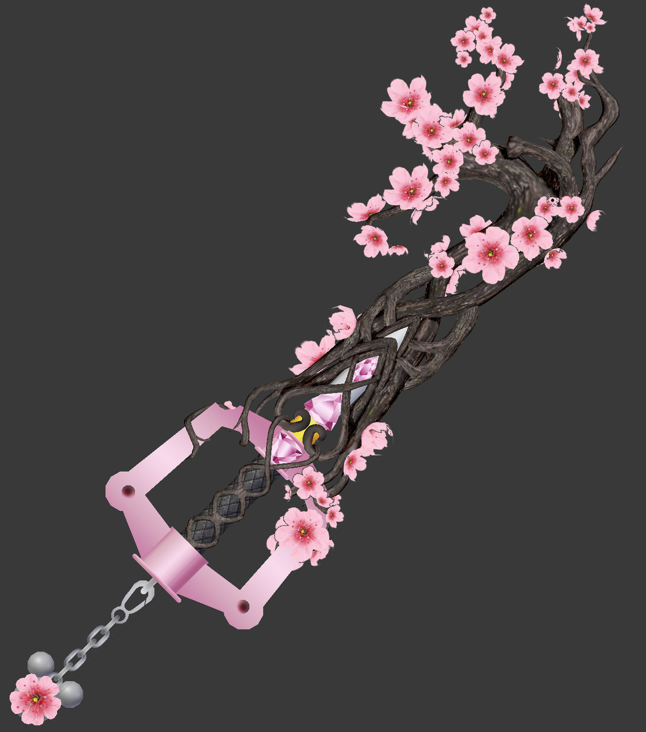 Cherry blossom keyblade Studio Ghibli, Anime Key Visual, by Makoto Shinkai, Deep Color, Intricate, 8k resolution concept art, Natural Lighti...