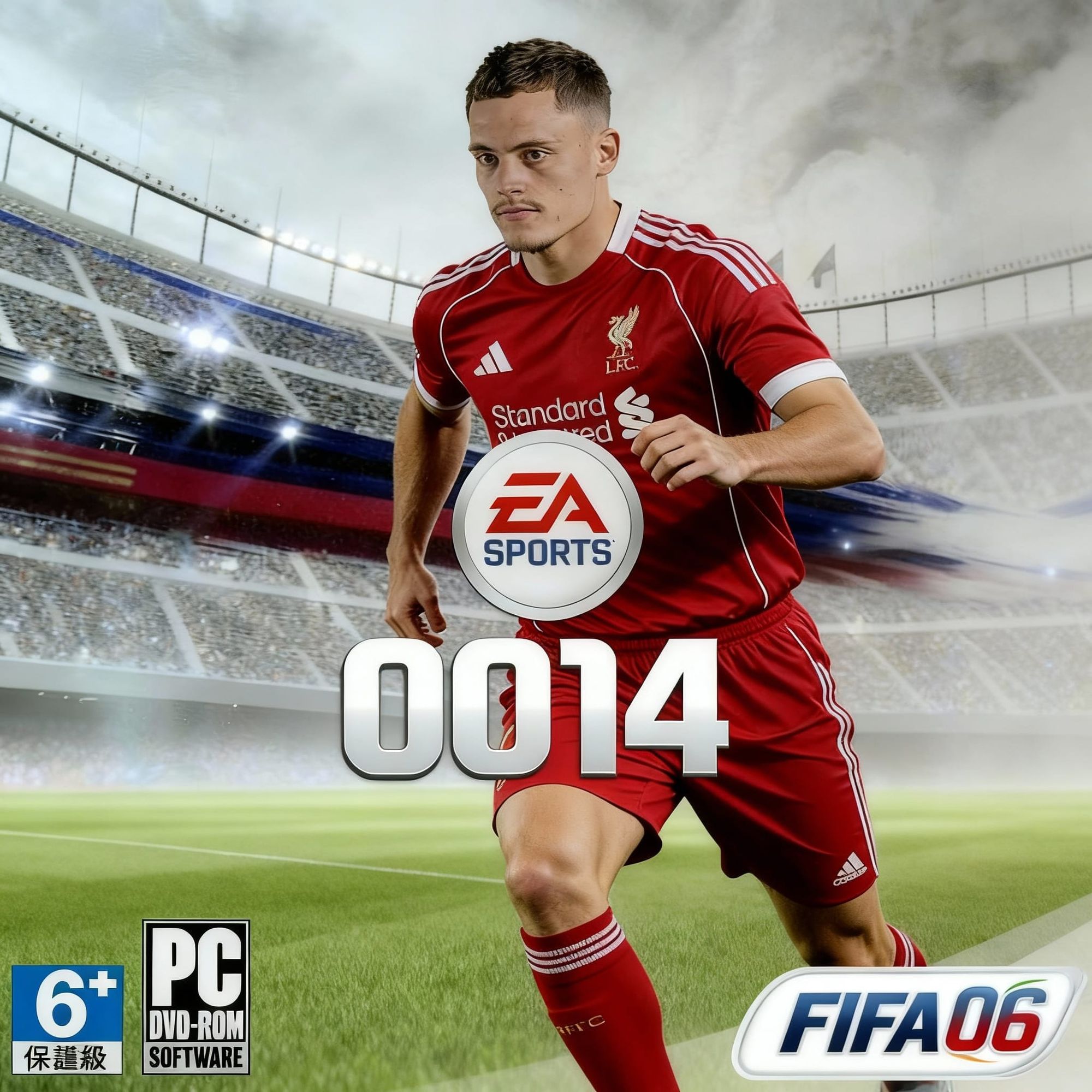 Remove the "FIFA06" texts and the other small production tags but keep the "0014" text but make sure its identical 

 - Start Image 1