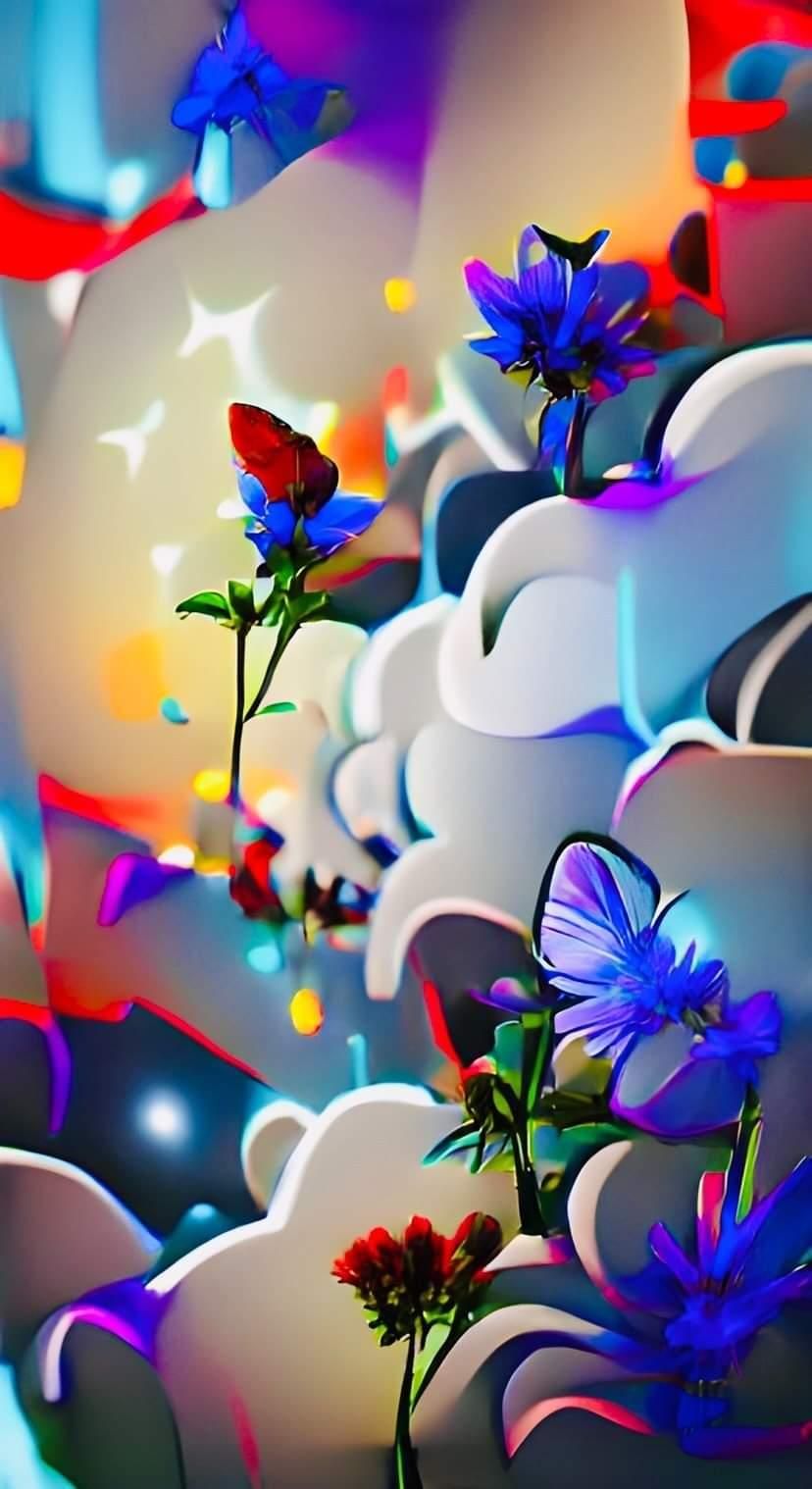 Beautiful Romantic Couple love | Nature Swan Lake | Sunset | Spring Flowers | Bloomed Tree #film 8K 3D artwork beautiful colourful concept art detailed painting maximalist poster art trending on Artstation blender cycle x acrylic art