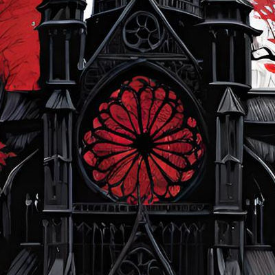 Gothic Mansion Corridor with an Eerie Red Glow