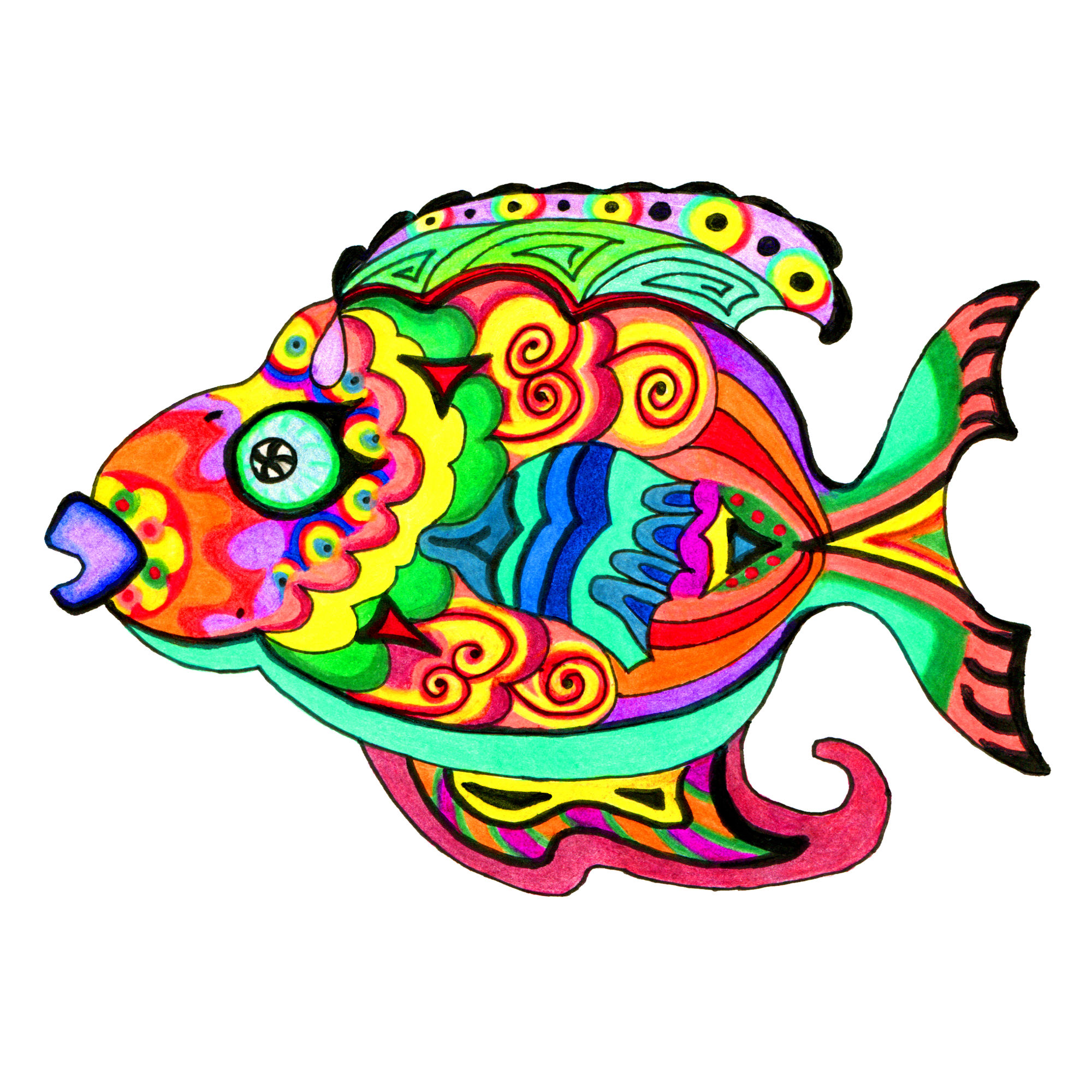 Hand drawn Fish with Ai Background