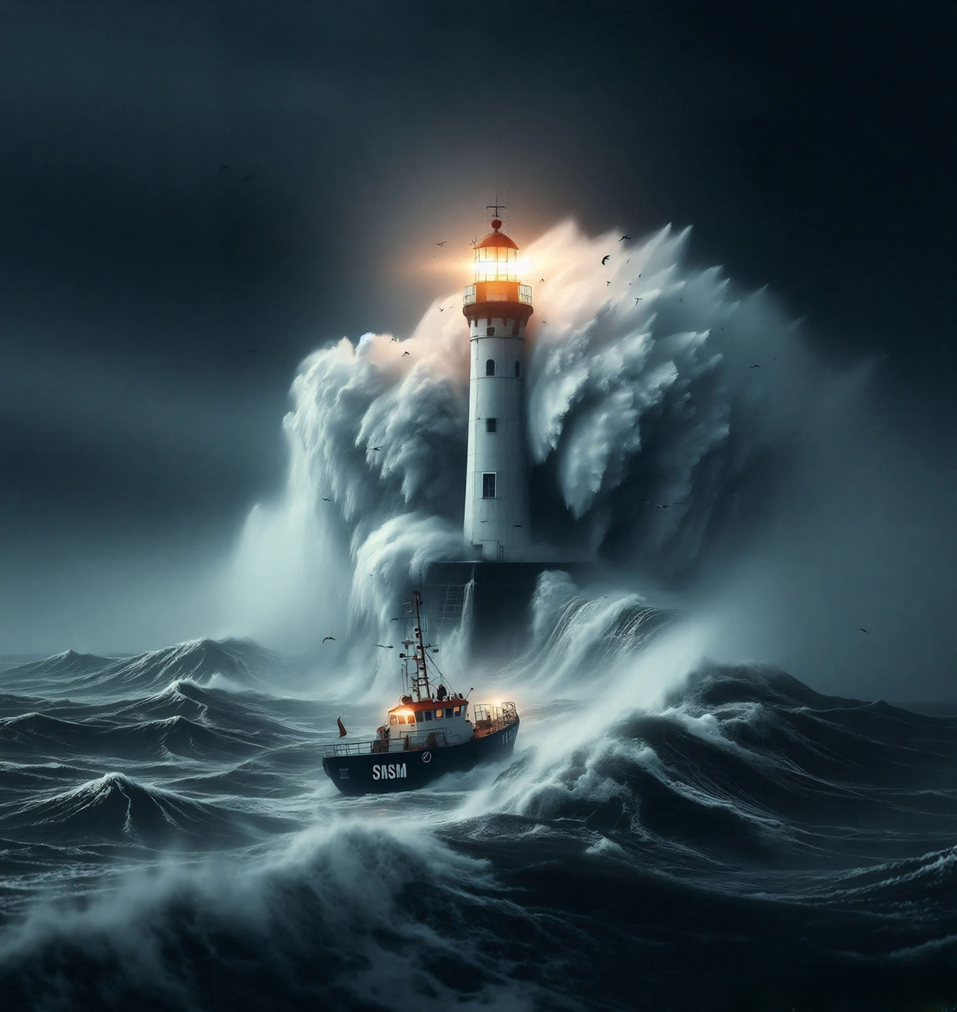 Lighthouse in a storm 