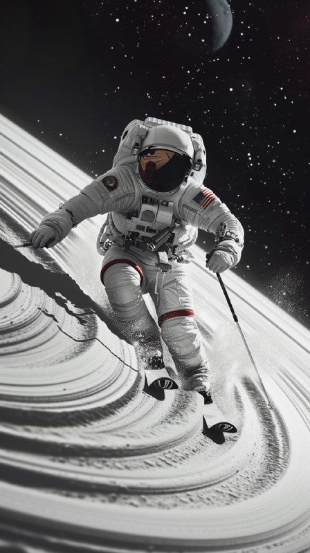 Astronaut skiing 