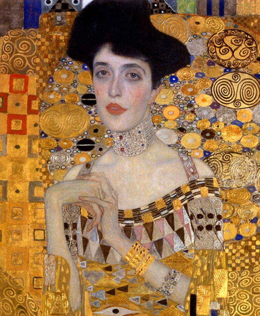 Imitate Gustav Klimt’s "Portrait of Adele Bloch-Bauer I," but replace the elegant woman with an old man resembling a god. His flowing, long...
