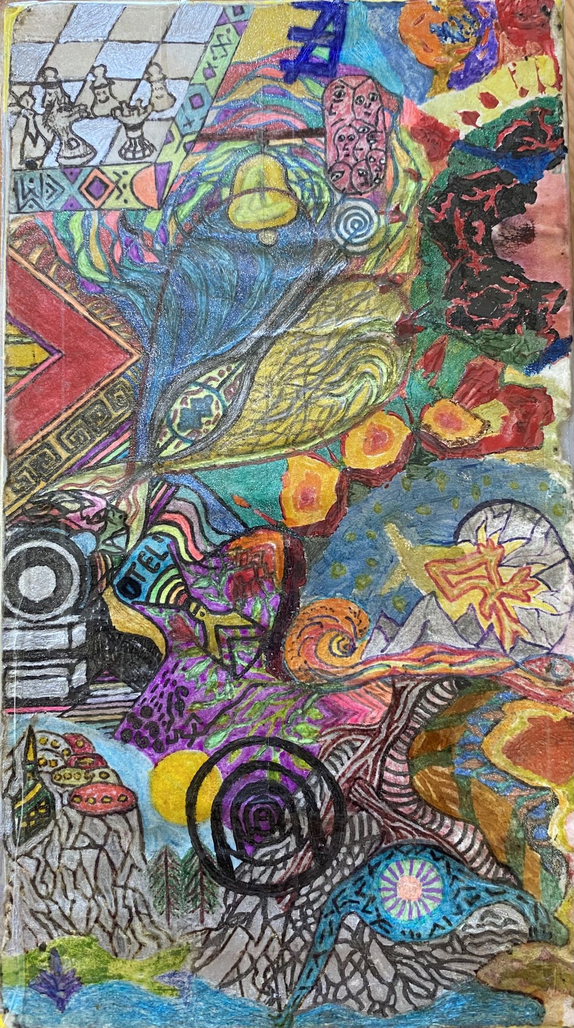 Psychedelic objects in the composition