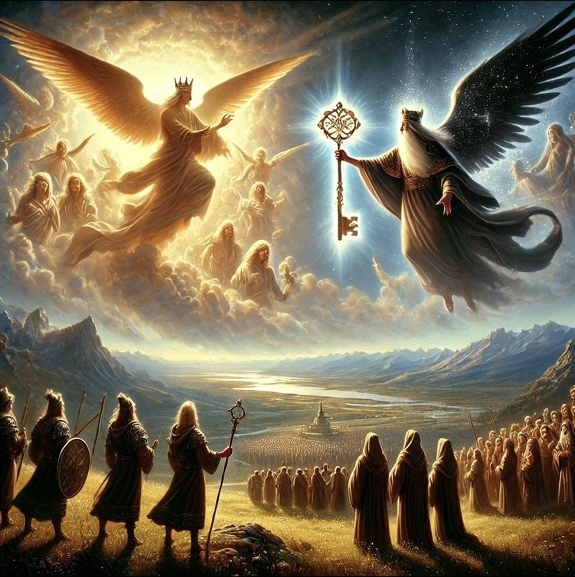 A secret enemy will be sent into darkness, Ambassadors from the Creator will do so, The Key of Truth will now be given to the Slavs, For all time, to all the descendants of the earth.