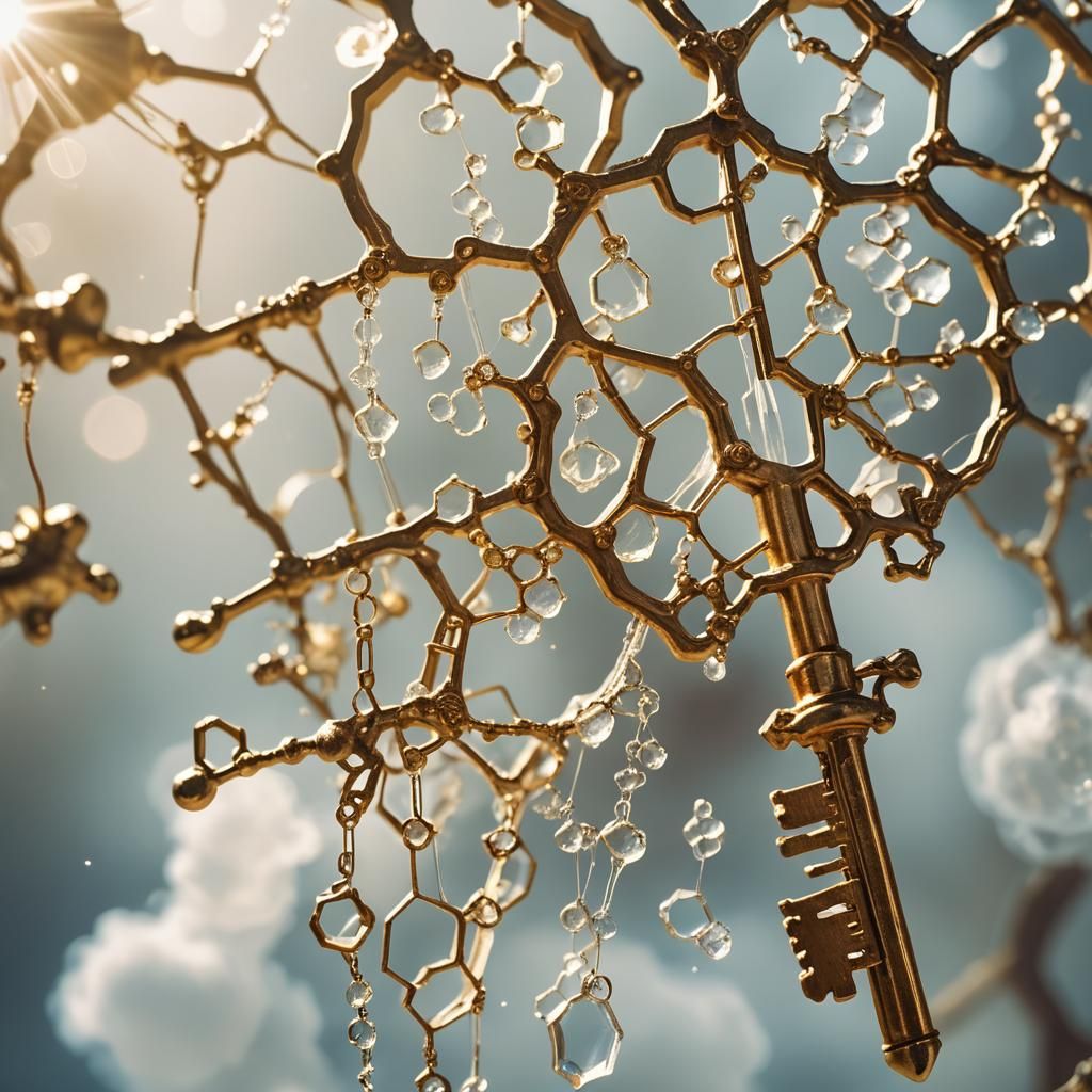 A key in the shape of a chemical molecular pentagon, comb.