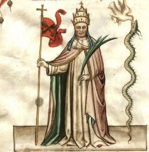 A man tamed a two-headed dragon that wrapped itself around a tree with a bird behind it