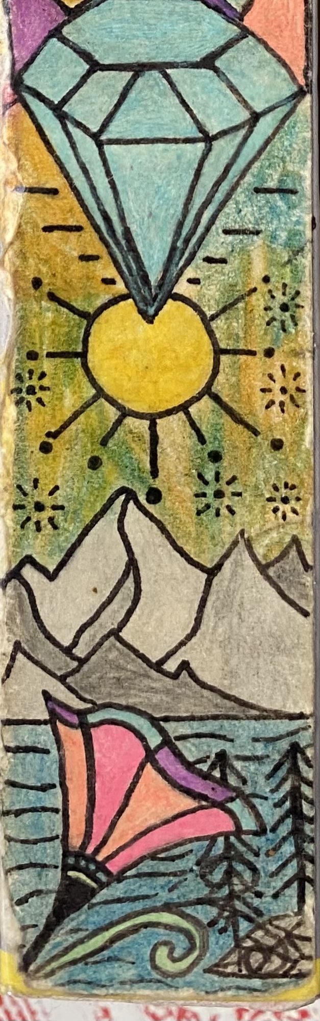 Flower, mountains by the river, sun, diamond