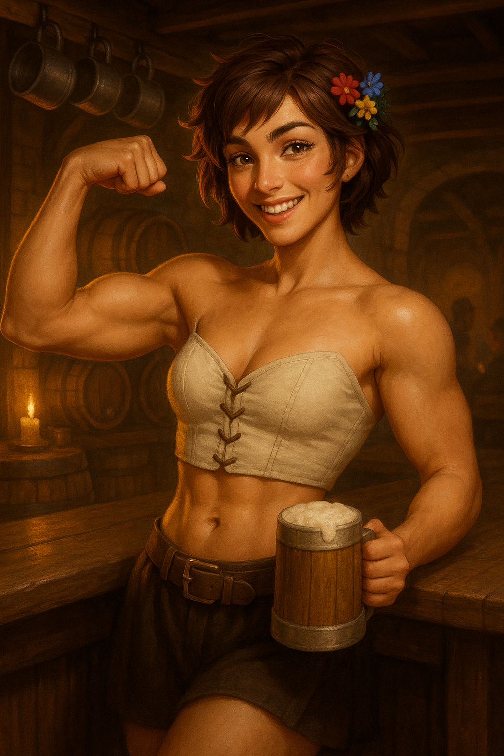 Vailiy showing off in the tavern