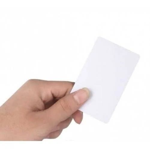 A FEMALE WHITE HAND HOLDING AN RFID CARD WITH 2 FINGERS REALISTIC COLORS

