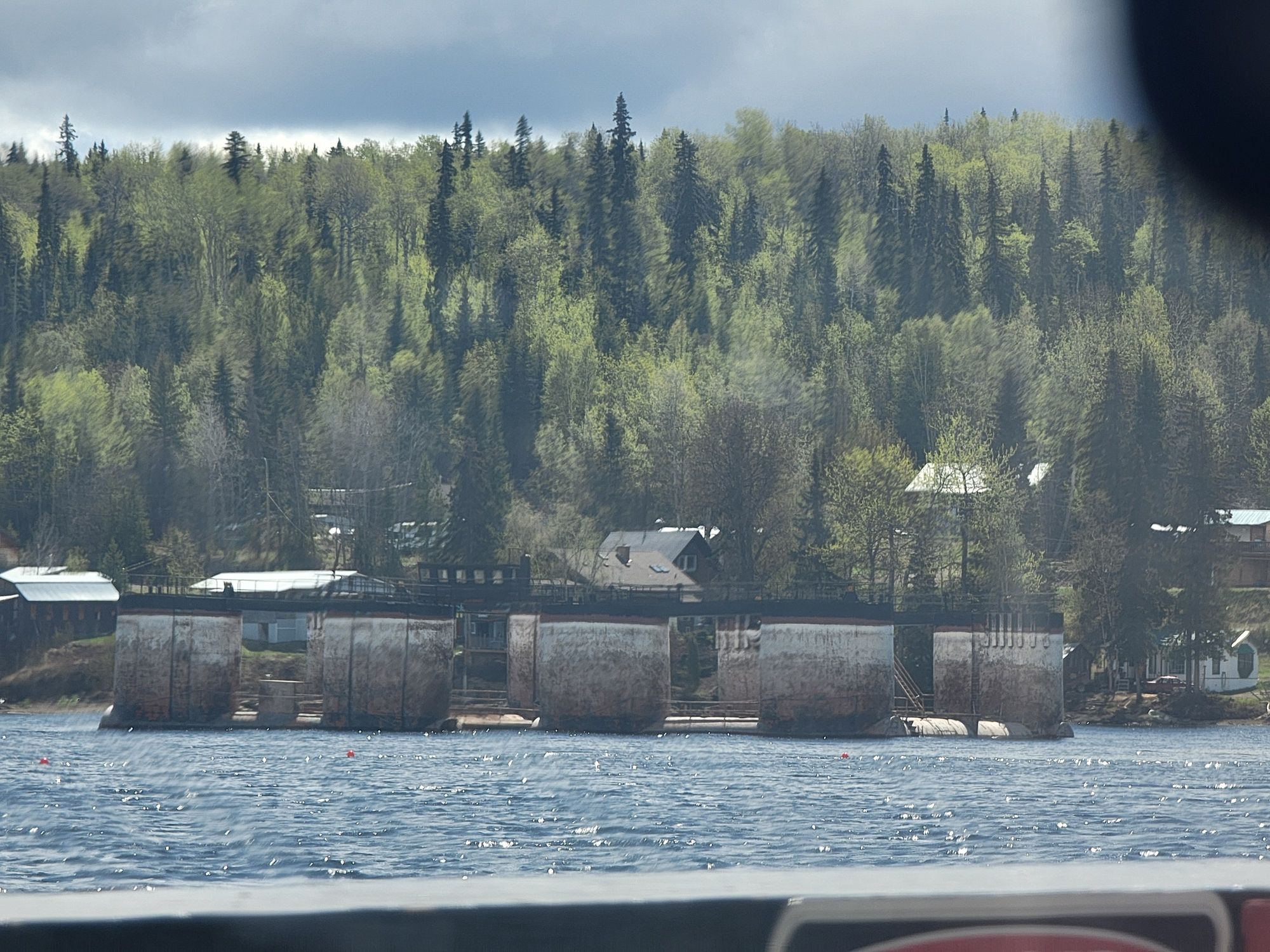 At the dock where the old bridge is broken down