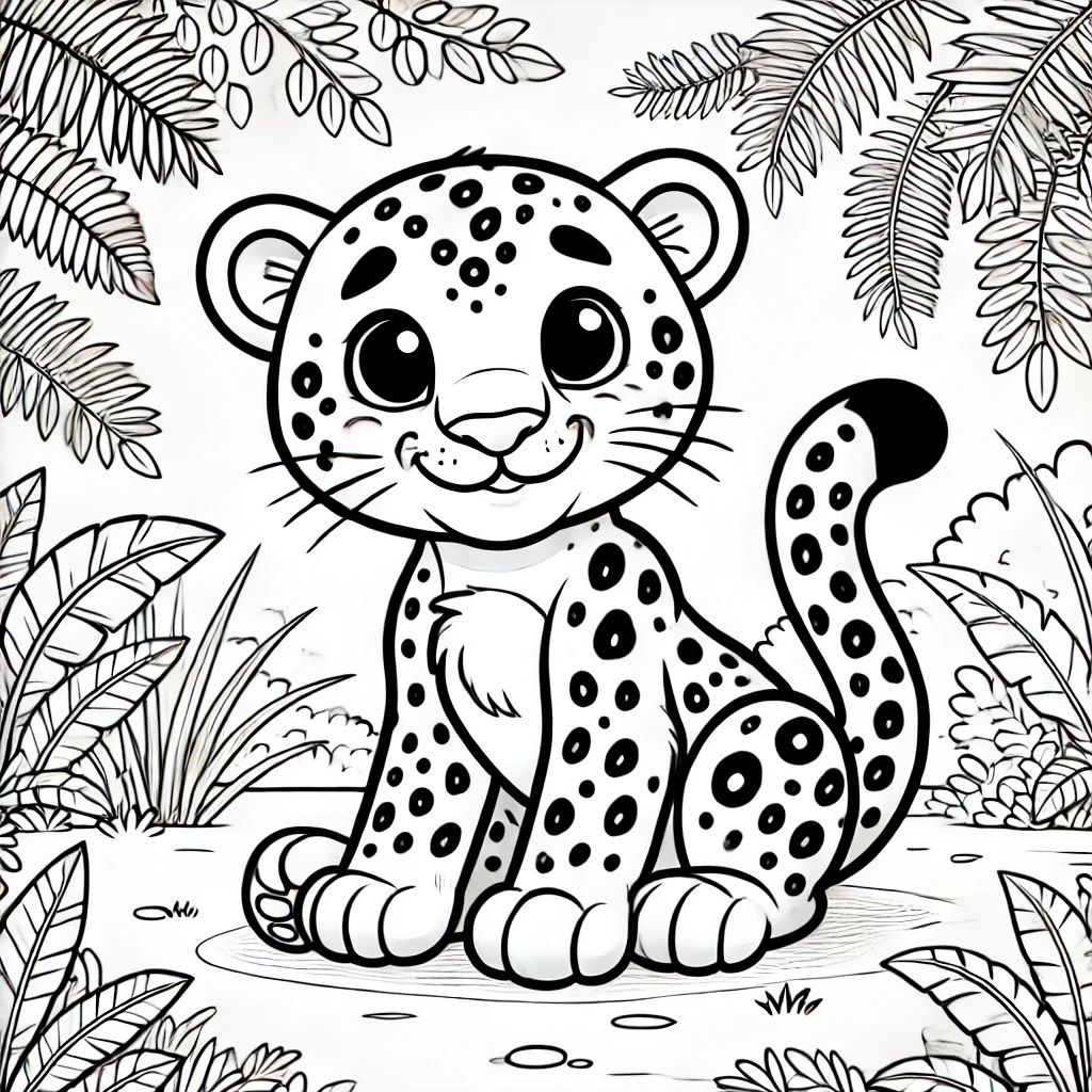 Black and white jaguar cub.