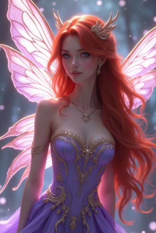 Detailed image depicting afull-body portrayal of a delicate pale skin white fairy surrounded by glowing fireflies(large expressive eyes,roun...