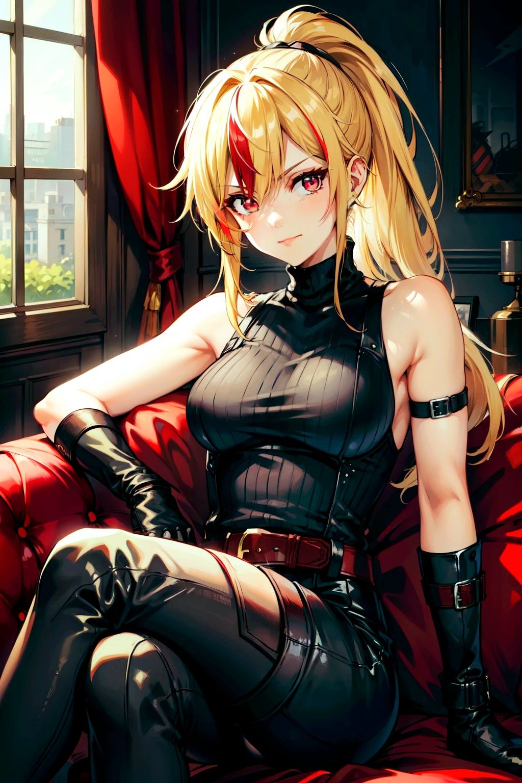 Beatiful full-length portrait  of Curvaceous Woman, in a striking and elegant appearance. She has long, straight cury_hair that cascades dow...