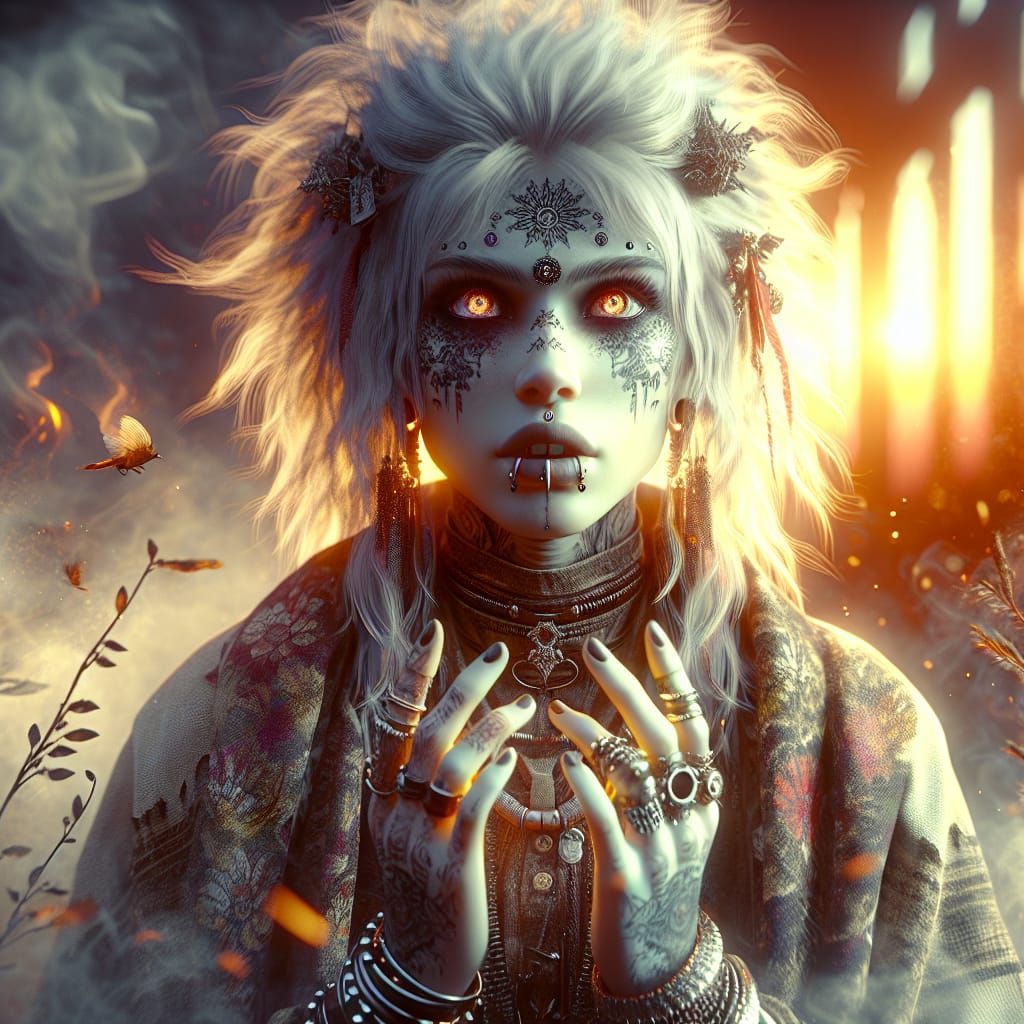 A dark gothic fairy, inspired by Luis Royo, with a whimsical and surreal art style, incorporating superfine painterly, gothic aesthetics, un...