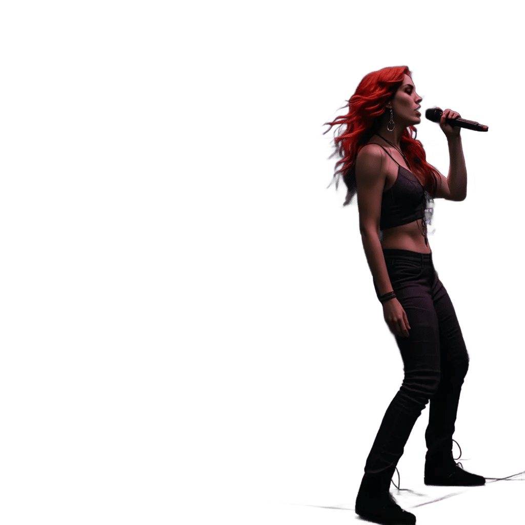 Rocking out singing a song on stage