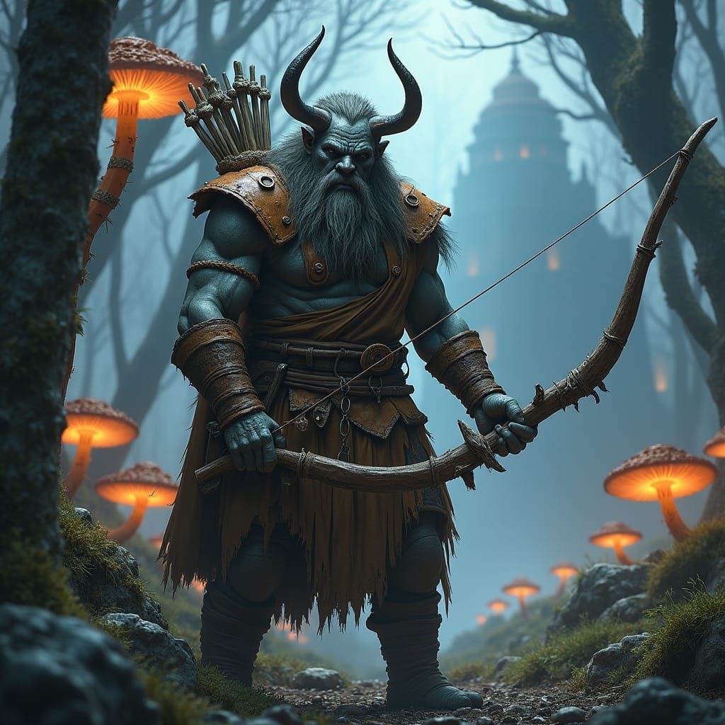 cyberpunk 2099 blade runner 2049 neon half orc ranger male with beard detailed clothing including longbow and falcon 8k resolution holograph...