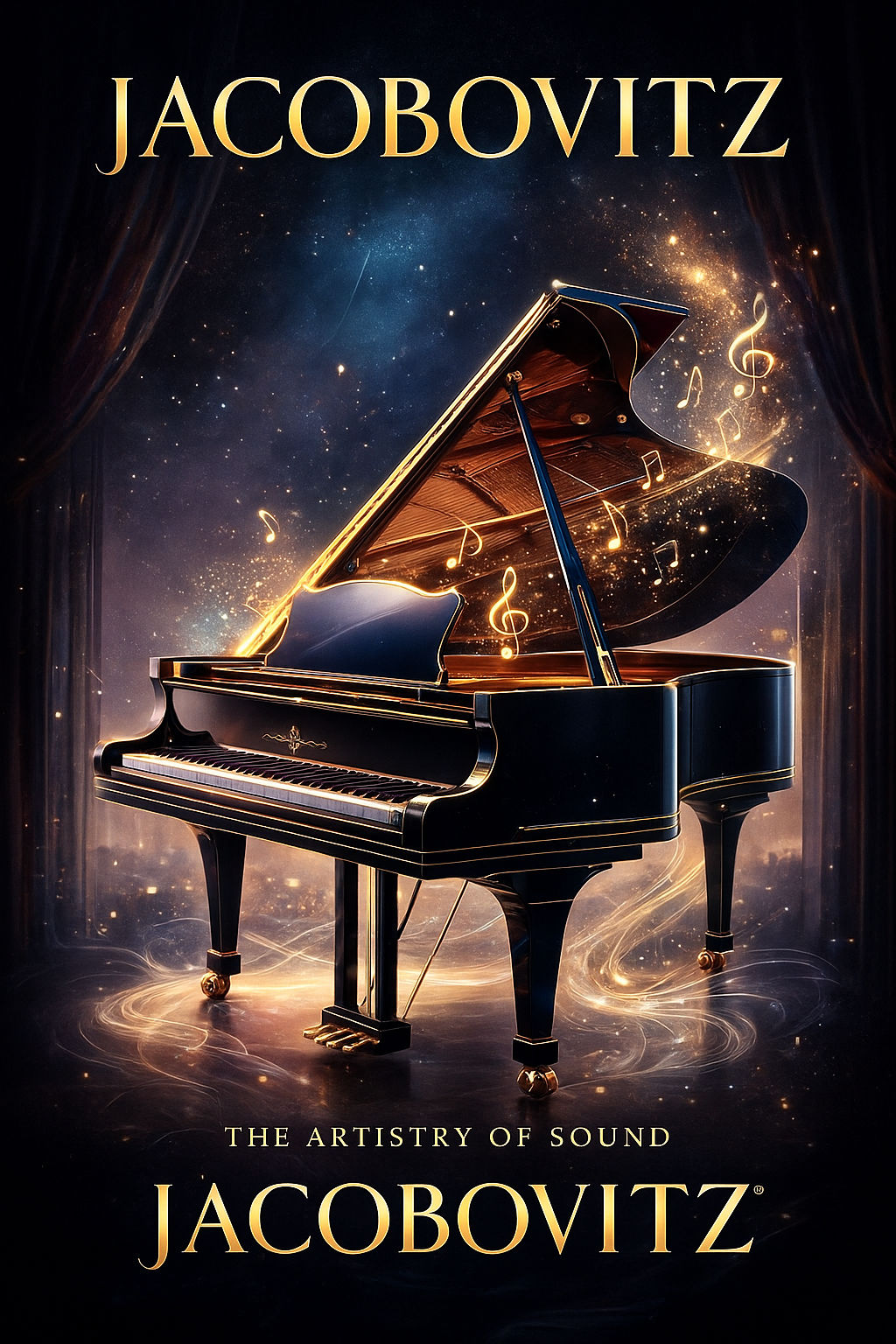 Using this exact piano and the style as the concept for future images, create an image of the piano from the perscpective of a pianist playi...