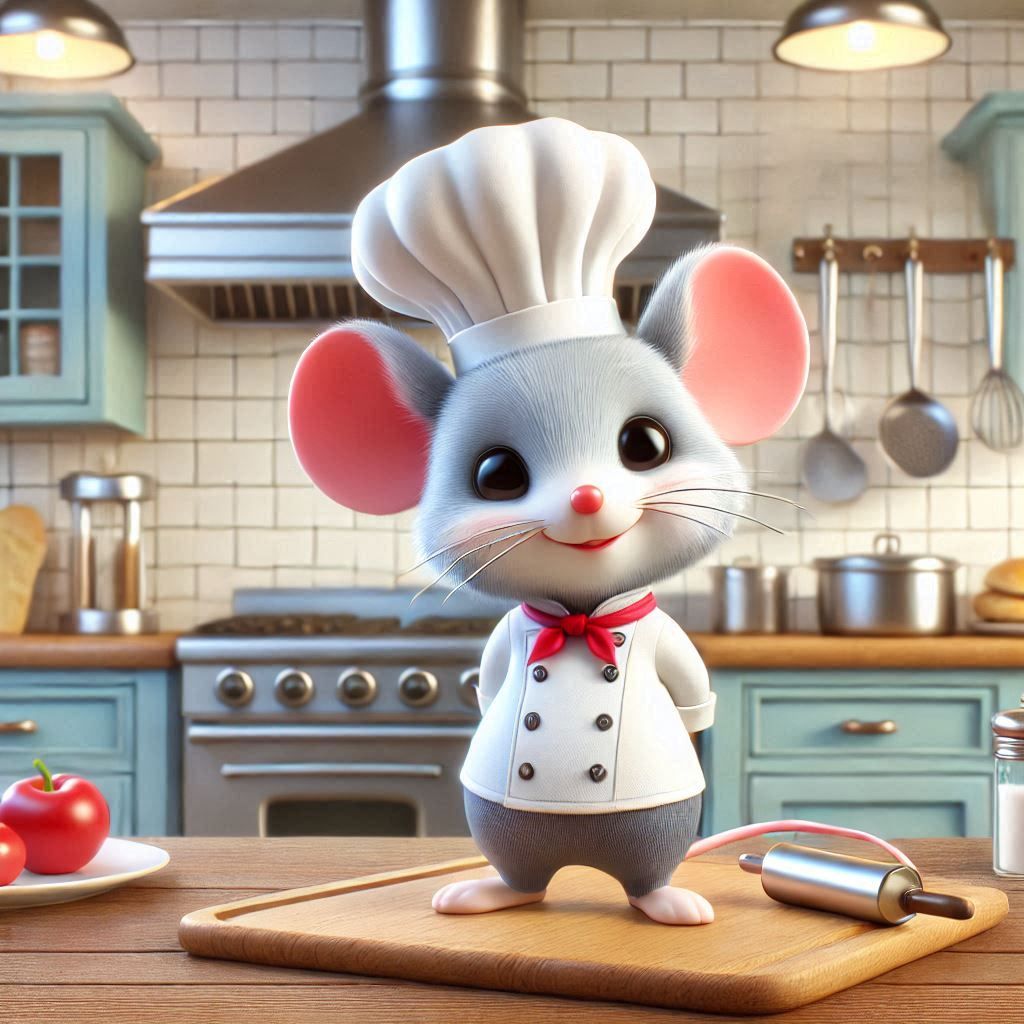 A charming white mouse, dressed in a dapper tweed suit, sits at a tiny antique desk in a sunlit burrow, meticulously cra...