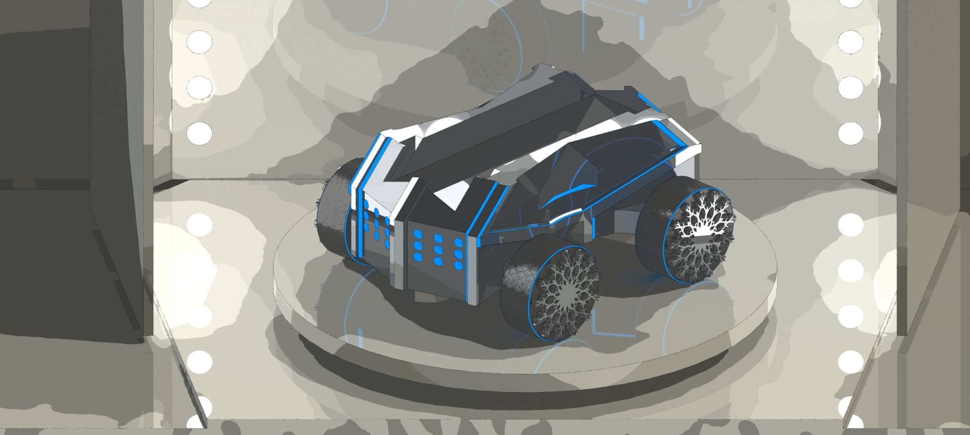 sci-fi, vehicle, race car, metal, blue neon, night road