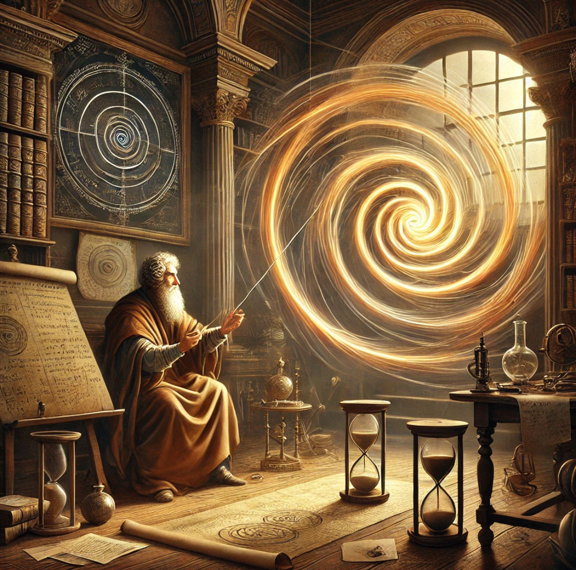 Using the provided image as inspiration, create a scene featuring an elderly man seated in a rustic chair, his wise expression reflecting de...