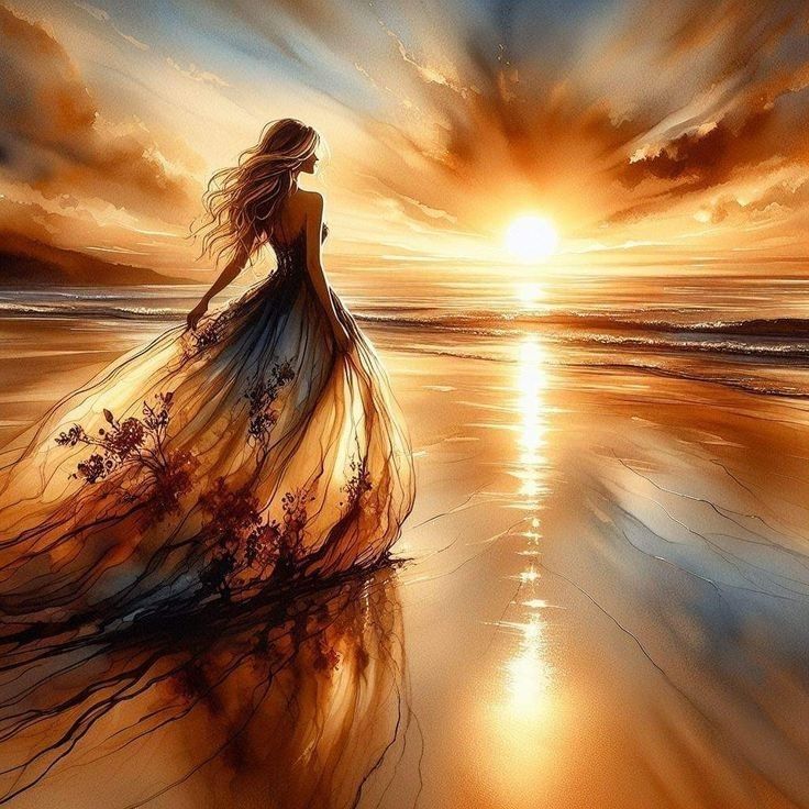 Golden Beach at Sunset