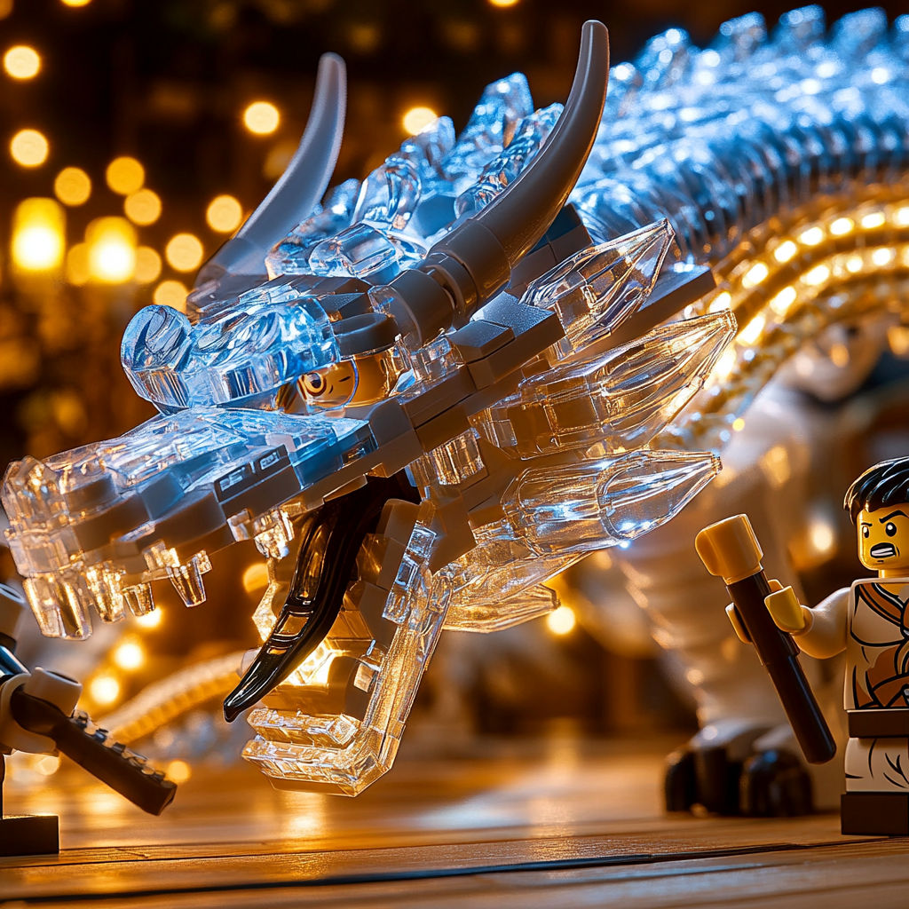 Superheroes fighting a crystal ice-dragon