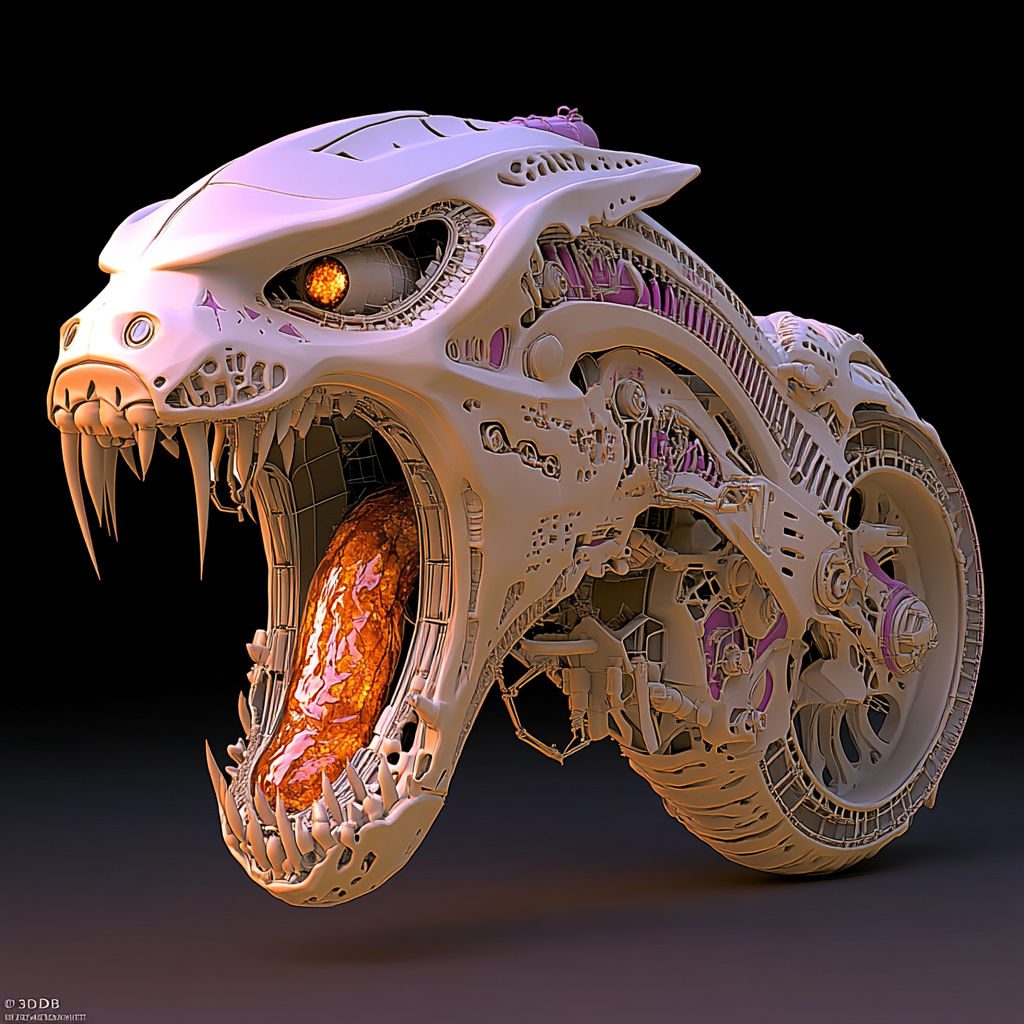 high relief sculpture, living molten cybernetic core