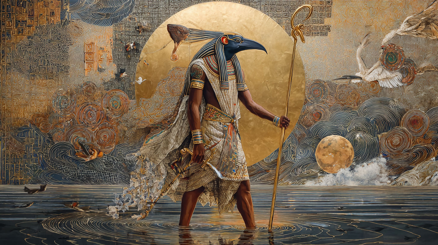Amun-Ra, anthropomorphic deity with falcon head - json