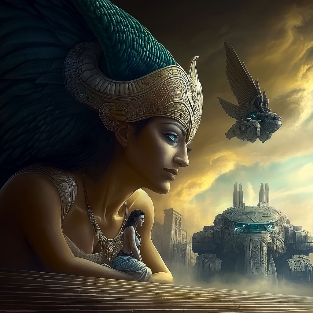 In the setting of paleofuturism a Sumer-Messiah, a warpling stirs