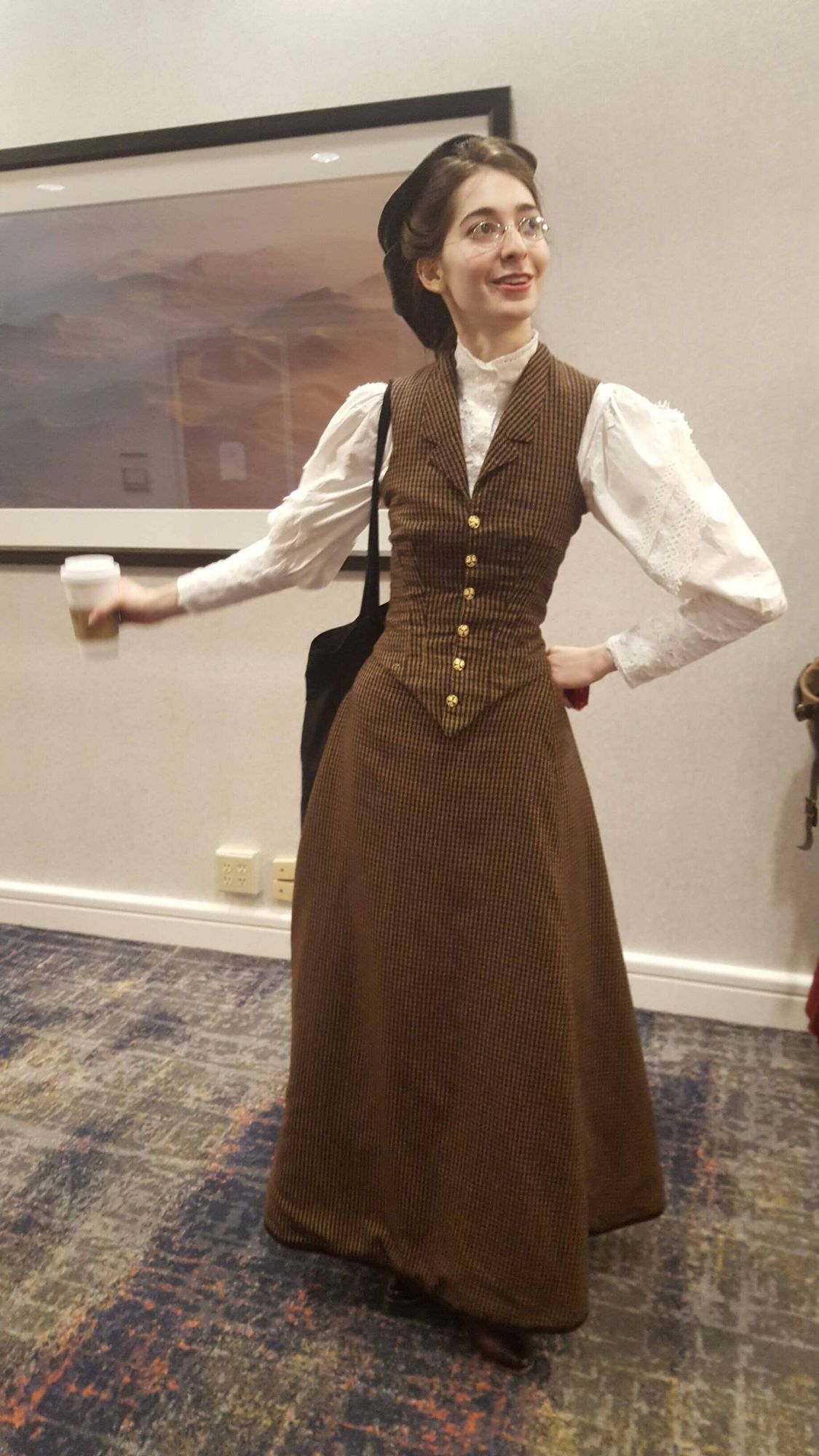 Steampunk  interpretation of Pinkerton Private Investihator Kate Warne wearing a Victorian style women’s business suit, Pinkerton badge and...