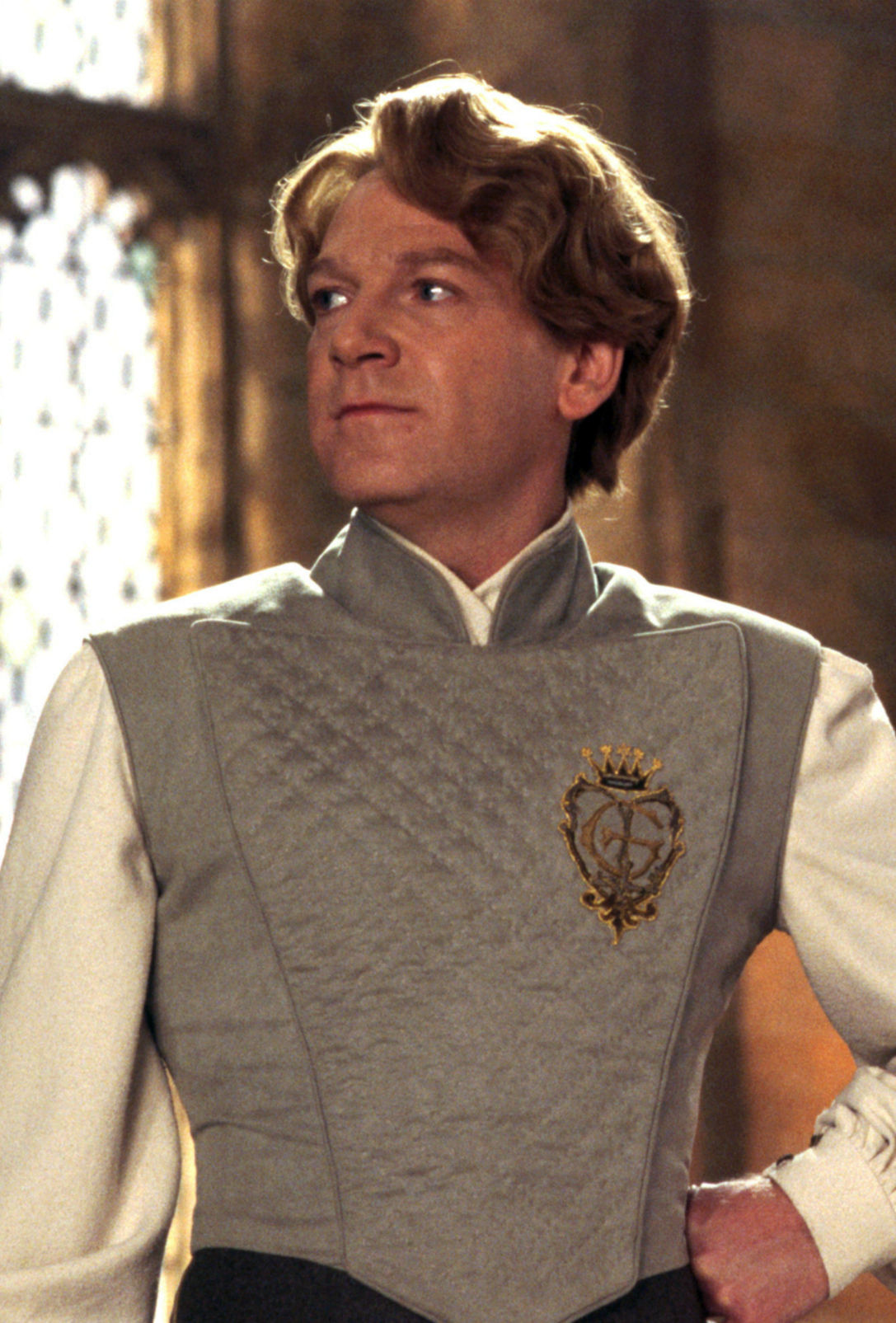 A vain cocky conceited handsome blond Mage Fencer, Master at Arms, with curly hair who looks like Gilderoy Lockhart