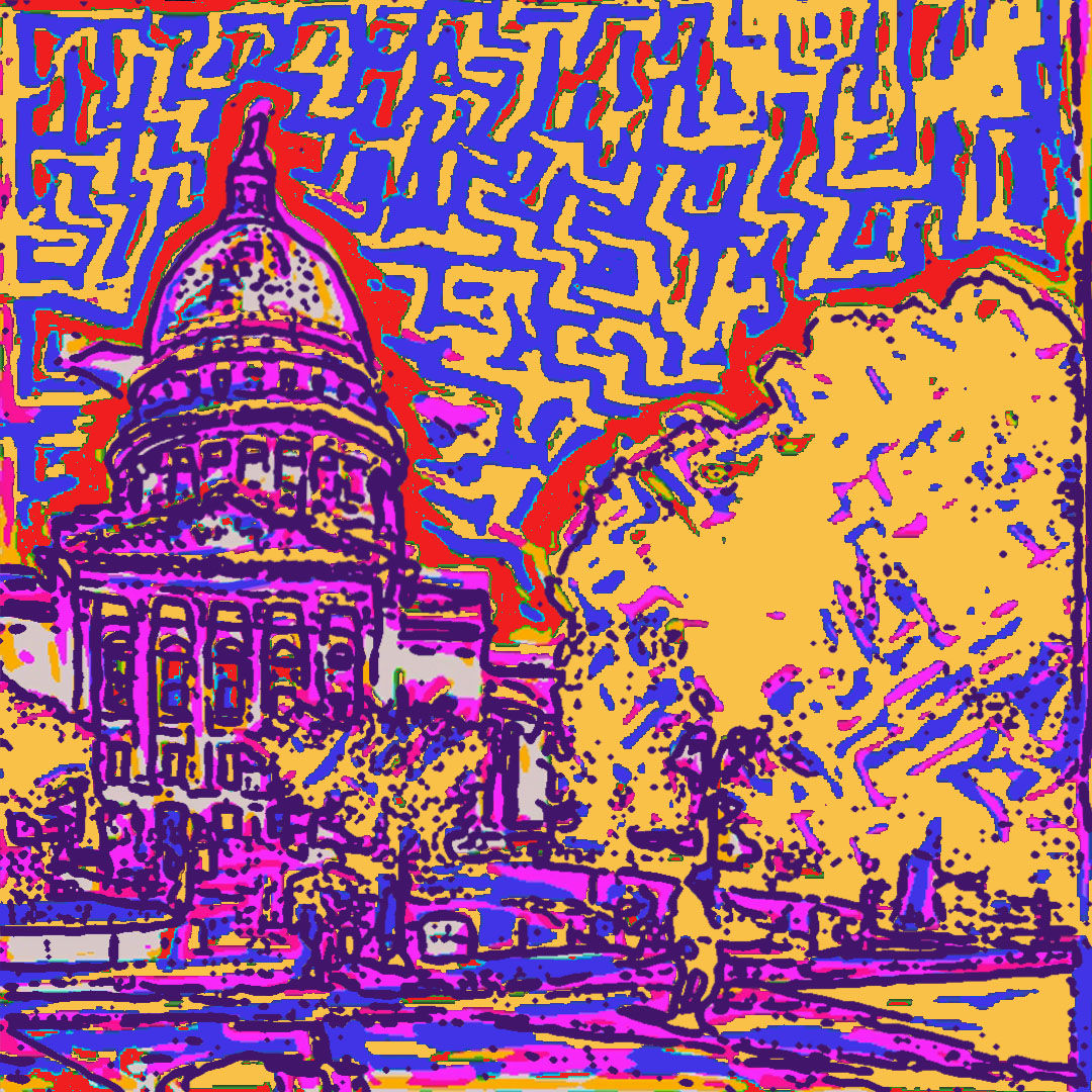 A person looking at books in a library