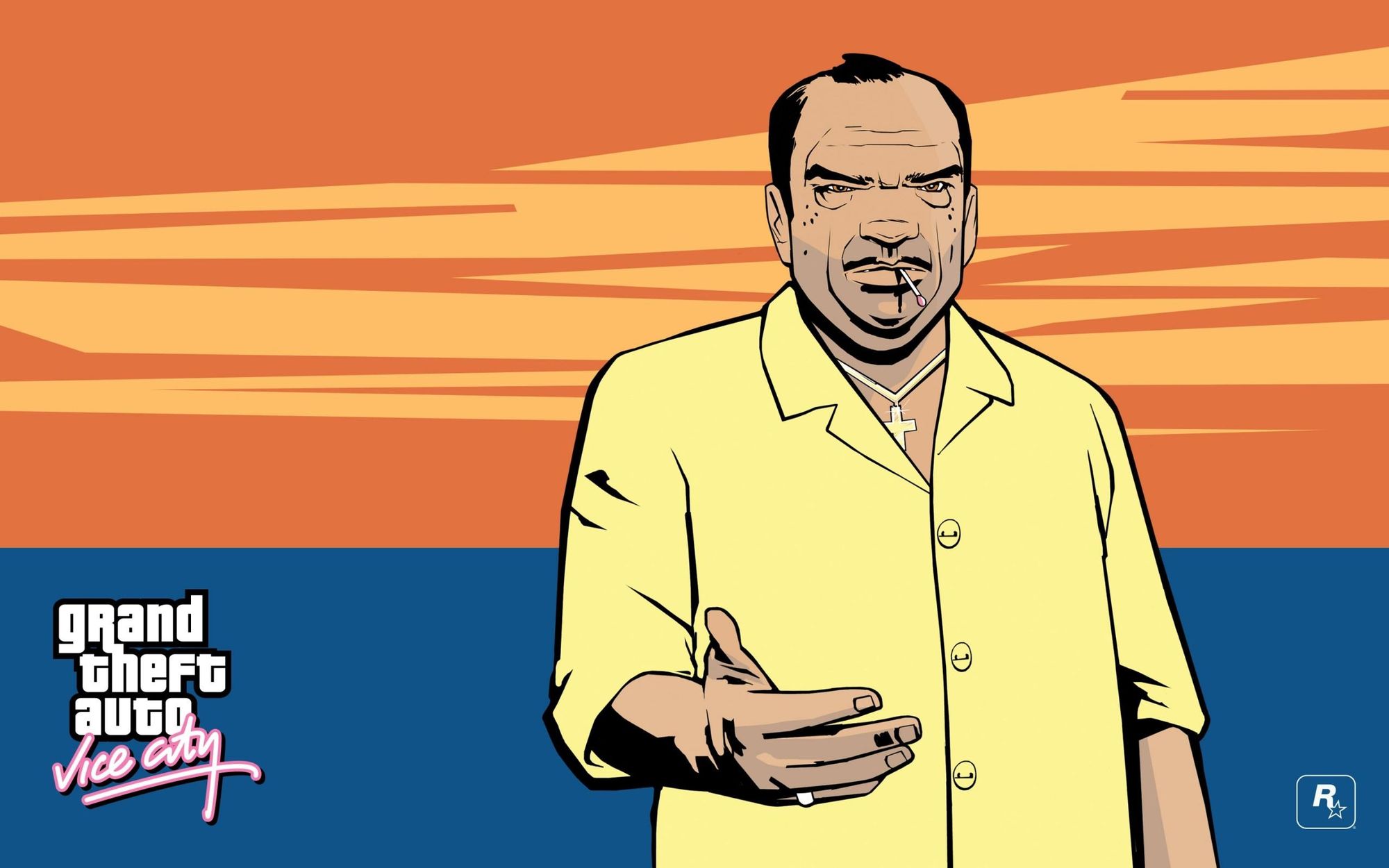 haz a Ricardo Diaz de GTA Vice City como persona real de la vida real, como un hombre de piel blanca, con aspecto facial enojado de mafioso...
