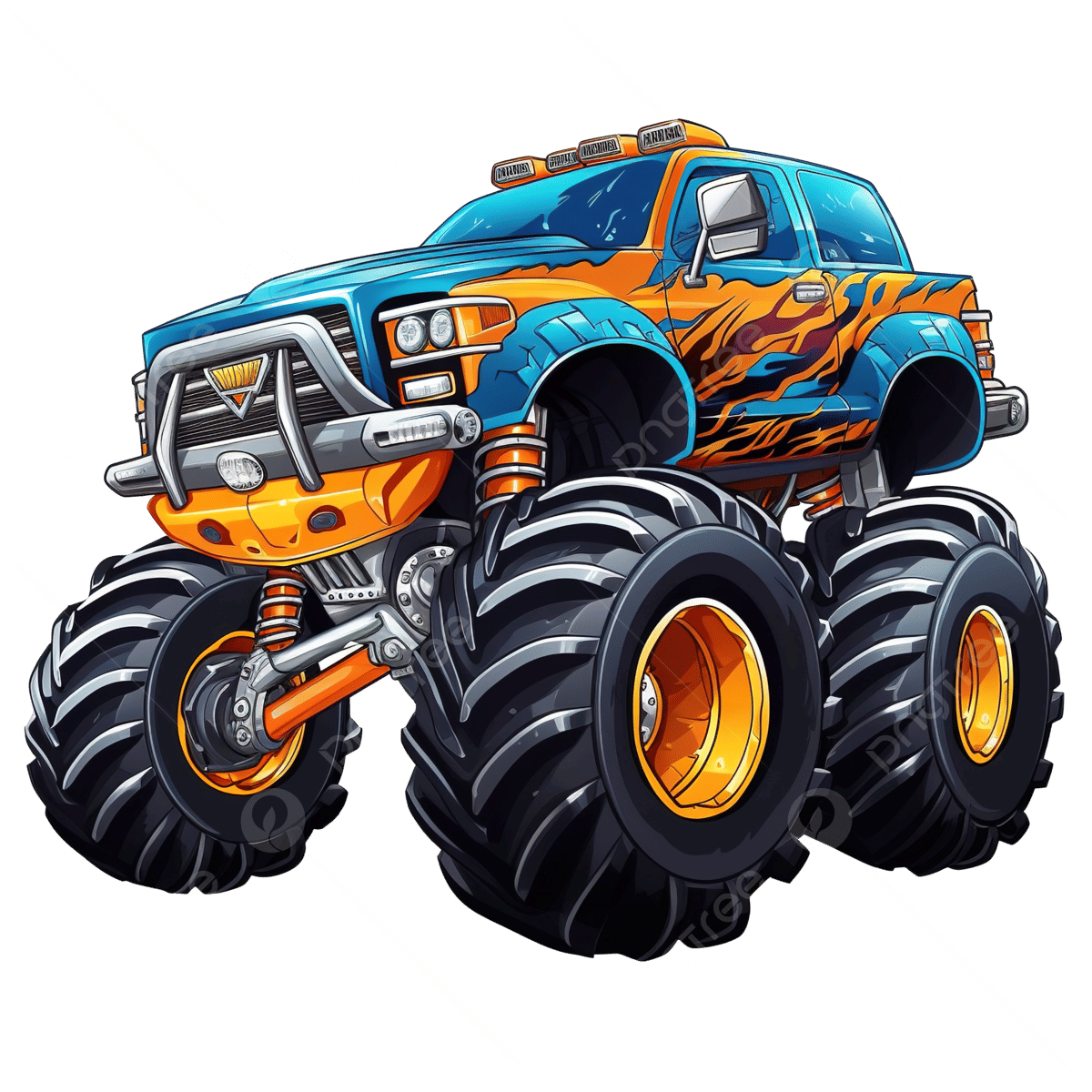 Carro trucks amarelo na pista de corrida 